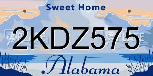 2KDZ575 Alabama License Plate