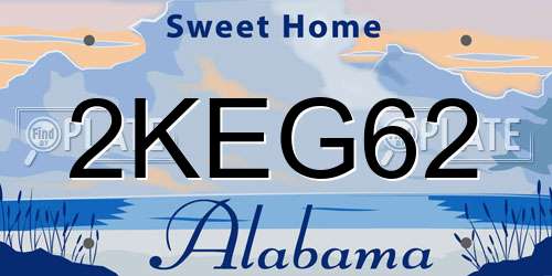 2KEG62 Alabama License Plate