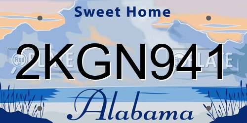 2KGN941 Alabama License Plate