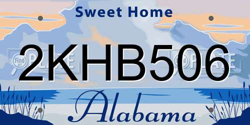 2KHB506 Alabama License Plate