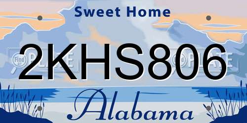 2KHS806 Alabama License Plate