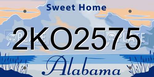 2KO2575 Alabama License Plate