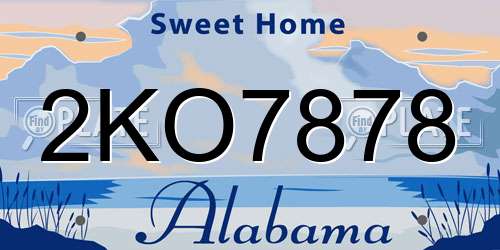 2KO7878 Alabama License Plate