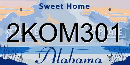 2KOM301 Alabama License Plate