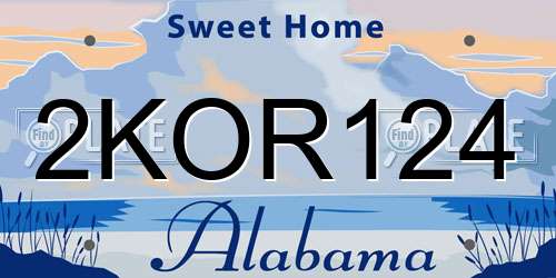 2KOR124 Alabama License Plate
