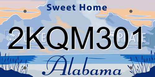 2KQM301 Alabama License Plate