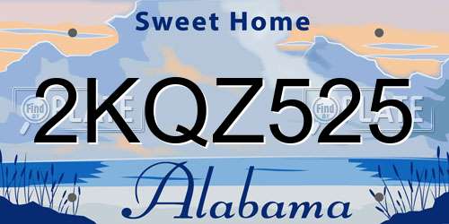 2KQZ525 Alabama License Plate