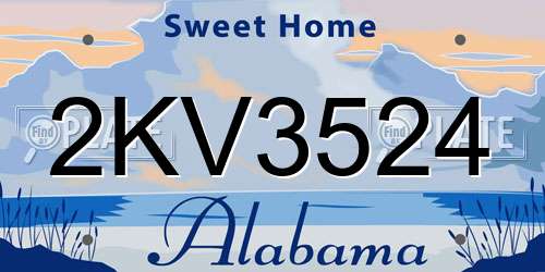 2KV3524 Alabama License Plate