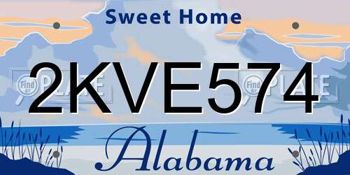 2KVE574 Alabama License Plate