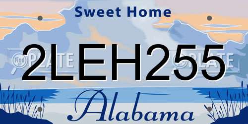 2LEH255 Alabama License Plate
