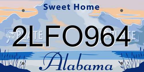 2LFO964 Alabama License Plate