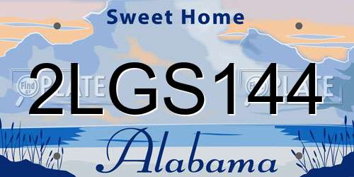 2LGS144 Alabama License Plate