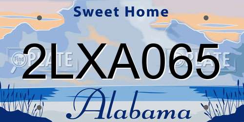 2LXA065 Alabama License Plate