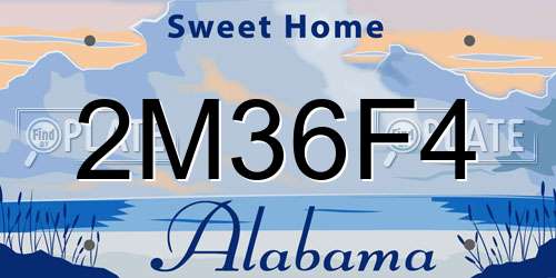2M36F4 Alabama License Plate