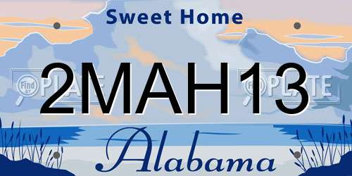 2MAH13 Alabama License Plate