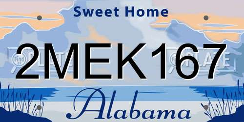 2MEK167 Alabama License Plate