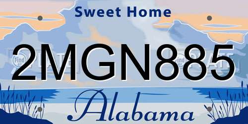 2MGN885 Alabama License Plate