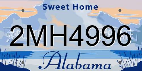 2MH4996 Alabama License Plate