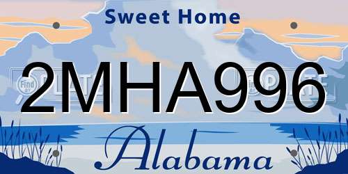 2MHA996 Alabama License Plate
