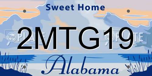 2MTG19 Alabama License Plate