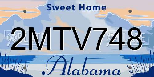 2MTV748 Alabama License Plate