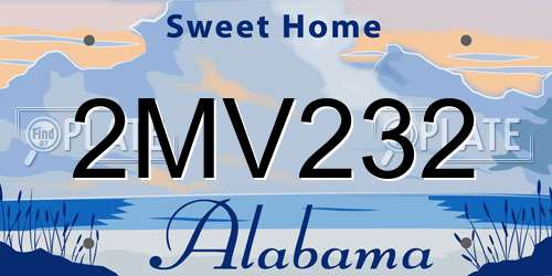 2MV232 Alabama License Plate