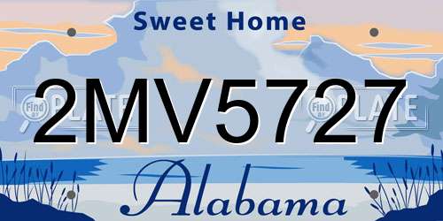 2MV5727 Alabama License Plate
