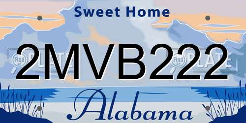 2MVB222 Alabama License Plate