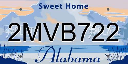 2MVB722 Alabama License Plate