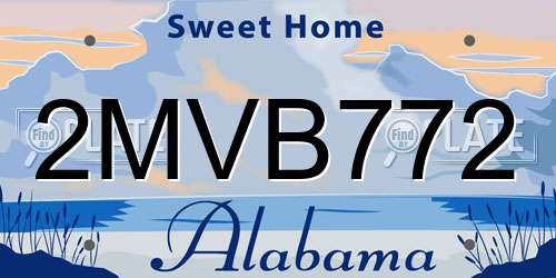 2MVB772 Alabama License Plate