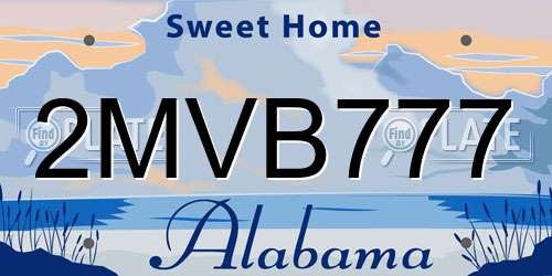 2MVB777 Alabama License Plate