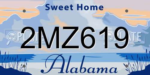 2MZ619 Alabama License Plate