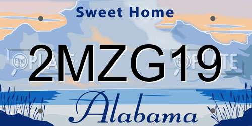 2MZG19 Alabama License Plate