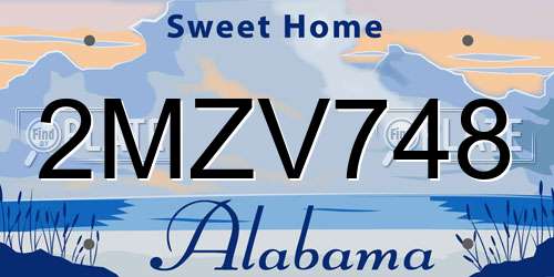 2MZV748 Alabama License Plate