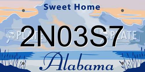 2N03S7 Alabama License Plate