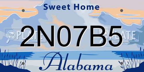 2N07B5 Alabama License Plate