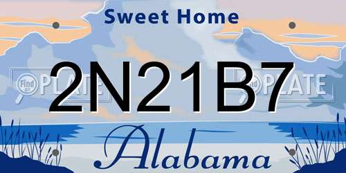 2N21B7 Alabama License Plate