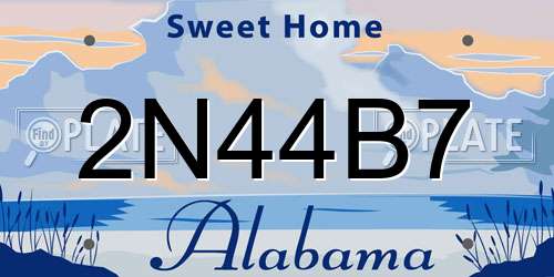 2N44B7 Alabama License Plate