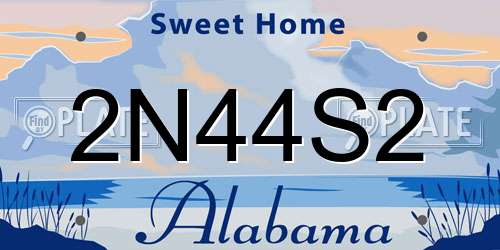 2N44S2 Alabama License Plate