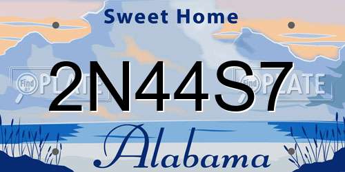 2N44S7 Alabama License Plate