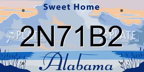 2N71B2 Alabama License Plate