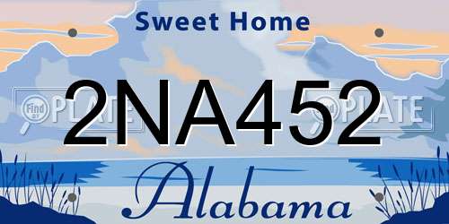 2NA452 Alabama License Plate