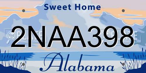2NAA398 Alabama License Plate