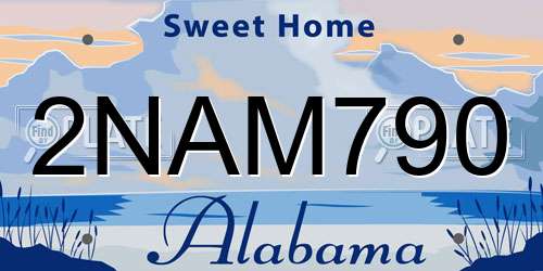 2NAM790 Alabama License Plate