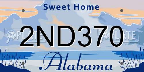 2ND370 Alabama License Plate