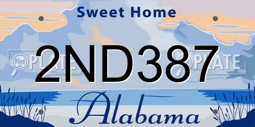 2ND387 Alabama License Plate