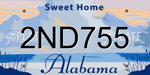 2ND755 Alabama License Plate