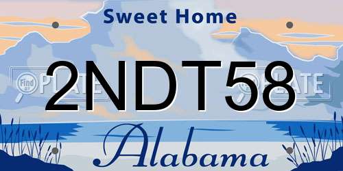 2NDT58 Alabama License Plate