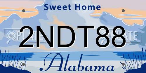 2NDT88 Alabama License Plate