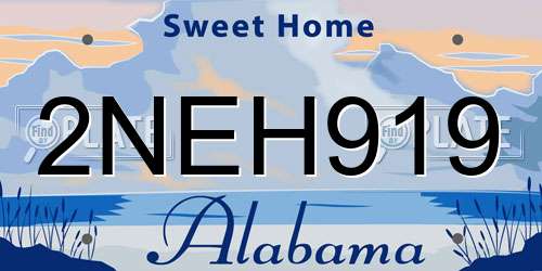 2NEH919 Alabama License Plate